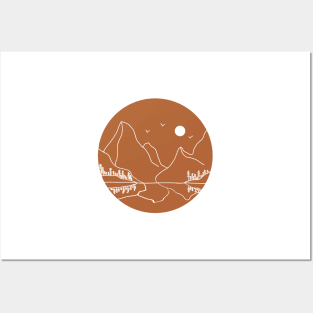 minimalist boho mountains design Posters and Art